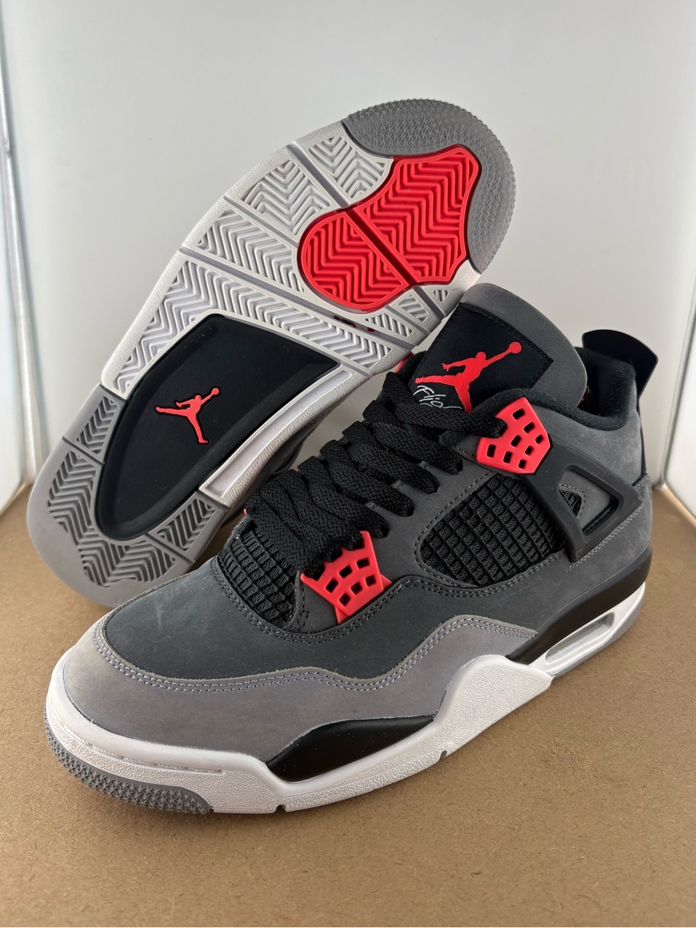 Nike Air Jordan 4 Retro Infrared Flight Black Gray DH6927-061 Size 8